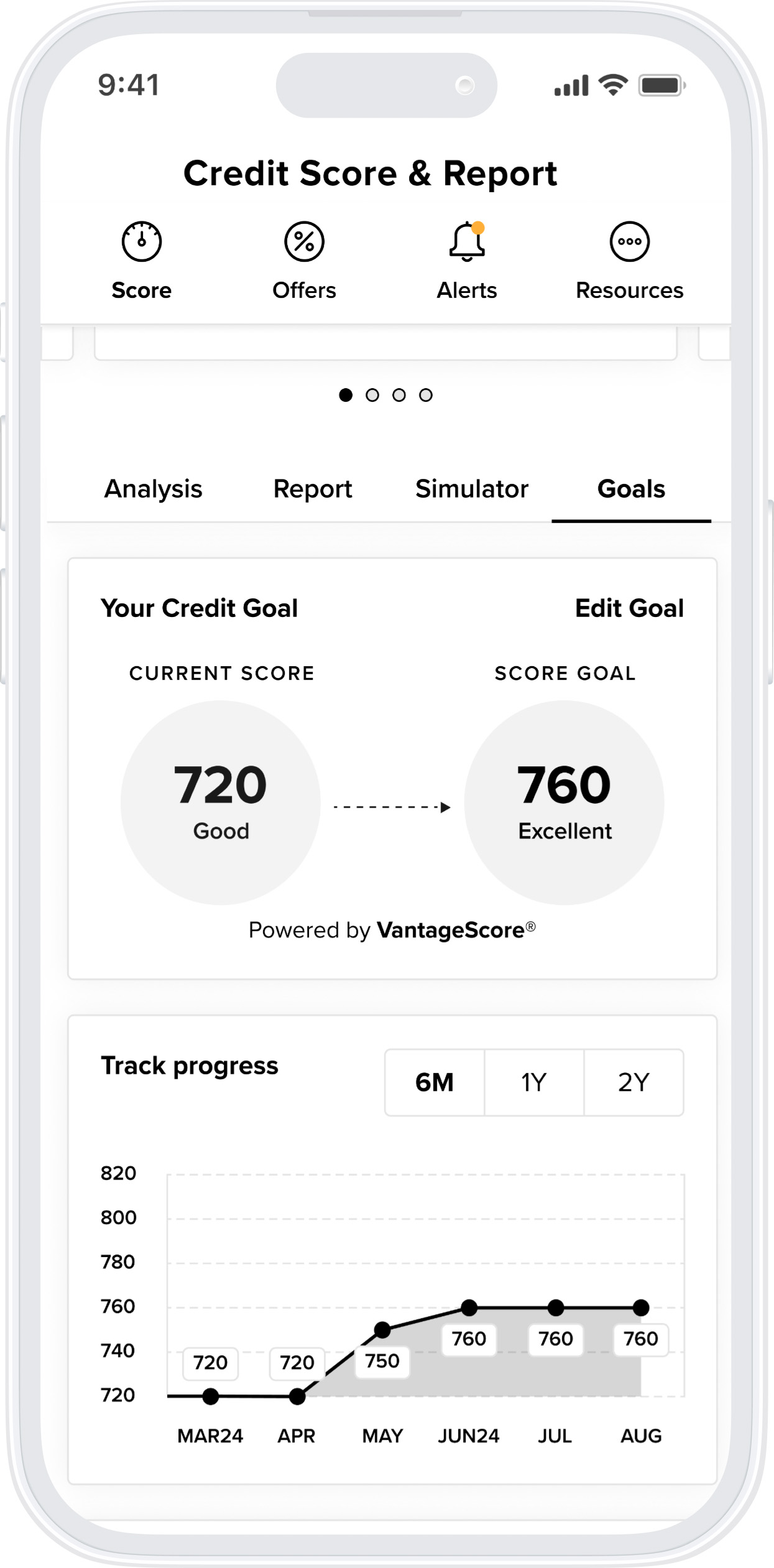 CreditSavvy Set a Goal Screen